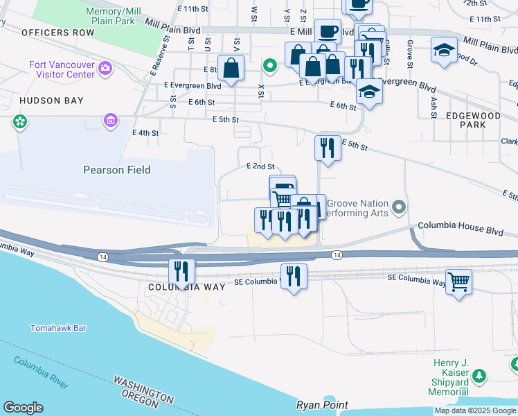 map of restaurants, bars, coffee shops, grocery stores, and more near 2323 East 1st Street in Vancouver