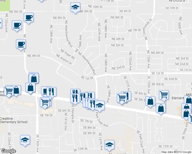 map of restaurants, bars, coffee shops, grocery stores, and more near 407 Southeast 1st Street in Vancouver