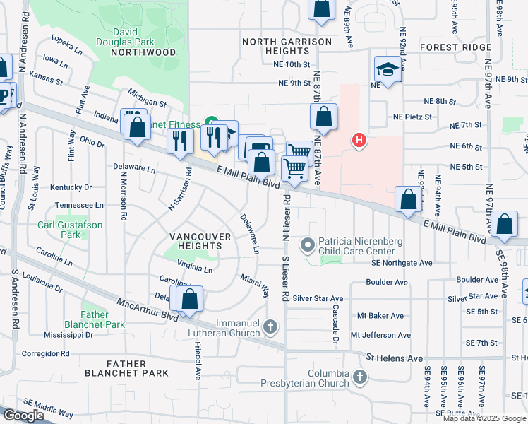 map of restaurants, bars, coffee shops, grocery stores, and more near 214 Baltimore Way in Vancouver