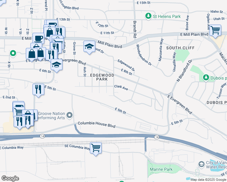 map of restaurants, bars, coffee shops, grocery stores, and more near 295 Date Street in Vancouver