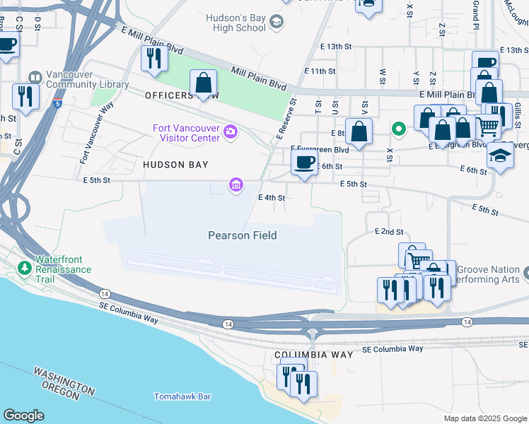 map of restaurants, bars, coffee shops, grocery stores, and more near 207 East Reserve Street in Vancouver