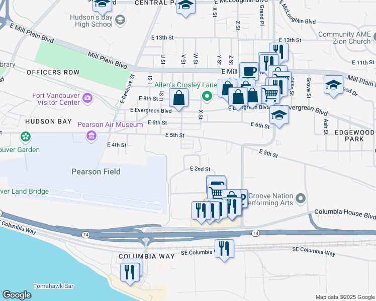 map of restaurants, bars, coffee shops, grocery stores, and more near 2305 East 5th Street in Vancouver