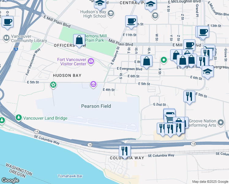 map of restaurants, bars, coffee shops, grocery stores, and more near 1720 East 4th Street in Vancouver