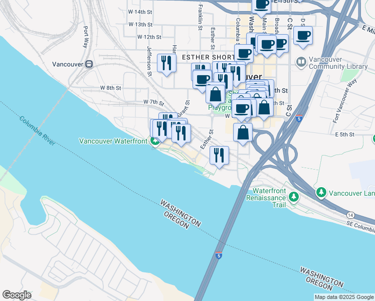 map of restaurants, bars, coffee shops, grocery stores, and more near in Vancouver
