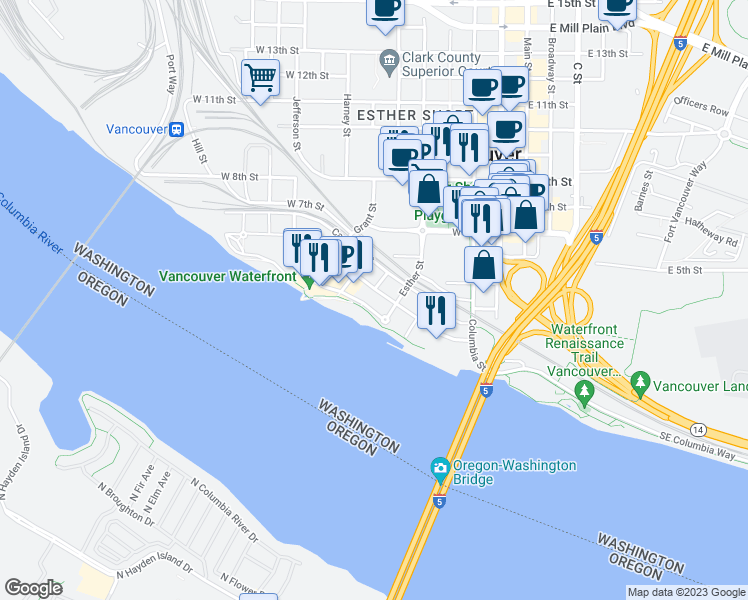 map of restaurants, bars, coffee shops, grocery stores, and more near in Vancouver