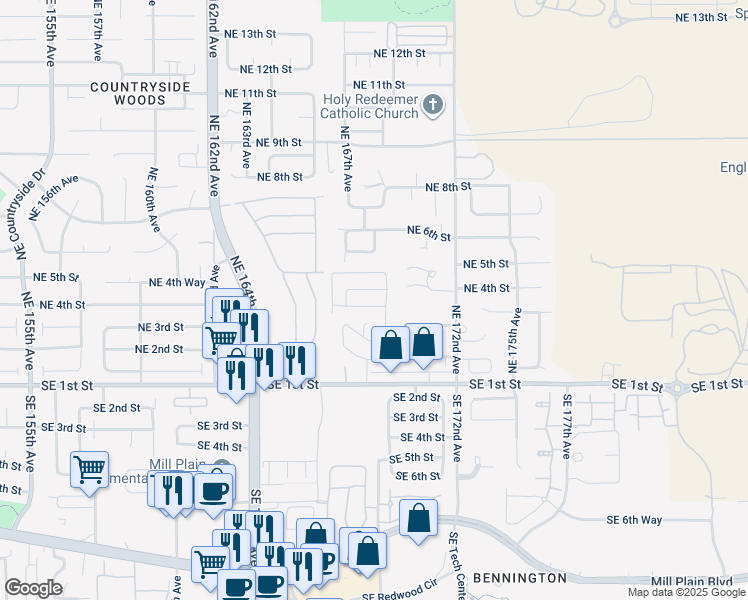 map of restaurants, bars, coffee shops, grocery stores, and more near 90 Northeast 4th Street in Vancouver