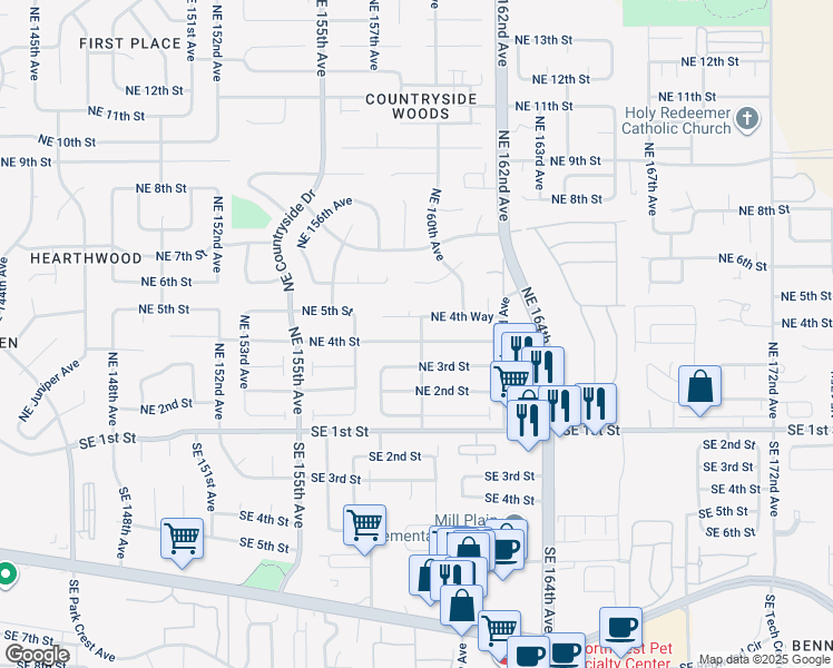 map of restaurants, bars, coffee shops, grocery stores, and more near 15816 Northeast 4th Street in Vancouver