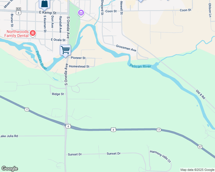map of restaurants, bars, coffee shops, grocery stores, and more near 5096 Tim O'Thy Lane in Rhinelander
