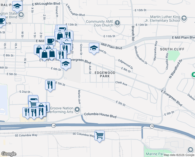 map of restaurants, bars, coffee shops, grocery stores, and more near 512 Beech Street in Vancouver