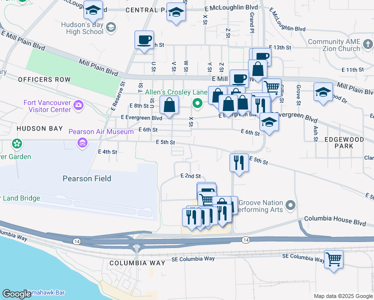 map of restaurants, bars, coffee shops, grocery stores, and more near 2305 East 5th Street in Vancouver