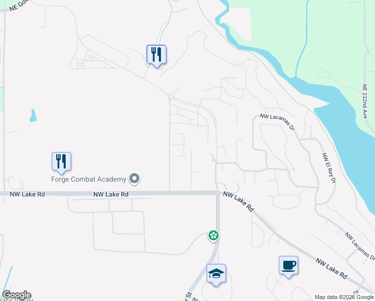 map of restaurants, bars, coffee shops, grocery stores, and more near 6046 Northwest Olympic Street in Camas