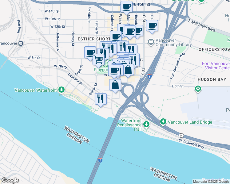 map of restaurants, bars, coffee shops, grocery stores, and more near 215 West 4th Street in Vancouver