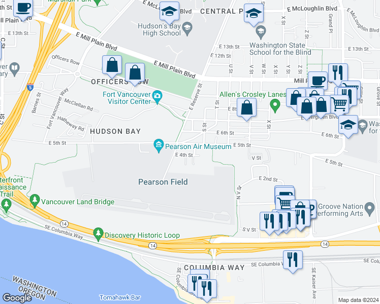 map of restaurants, bars, coffee shops, grocery stores, and more near 1720 East 4th Street in Vancouver