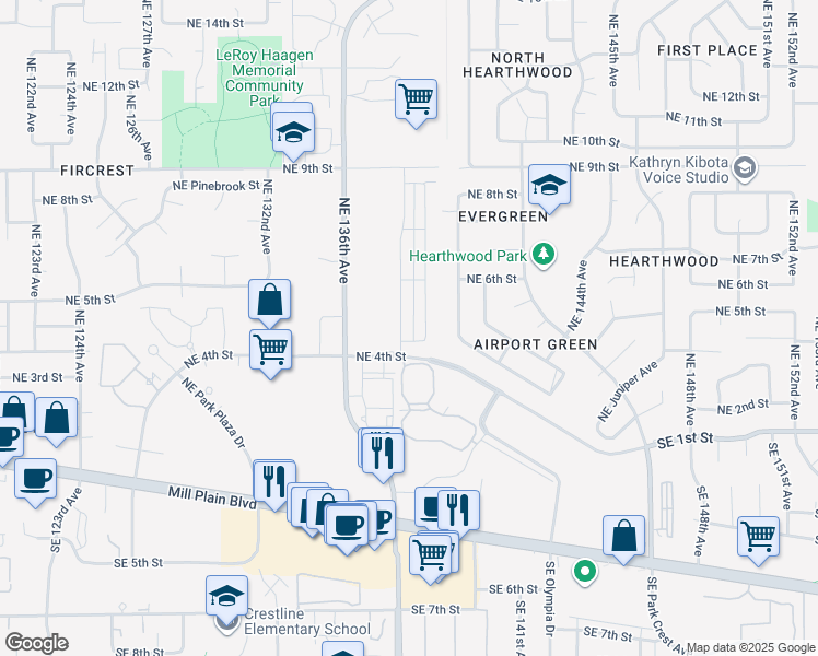 map of restaurants, bars, coffee shops, grocery stores, and more near 503 Northeast 137th Avenue in Vancouver