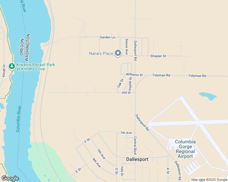 map of restaurants, bars, coffee shops, grocery stores, and more near 301 Hill Street in Dallesport