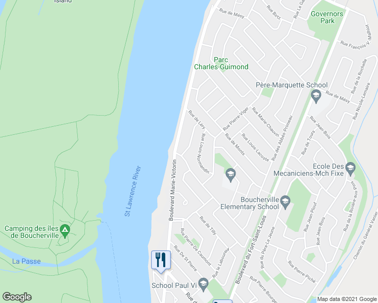 map of restaurants, bars, coffee shops, grocery stores, and more near 782 Rue Michel-Peltier in Boucherville