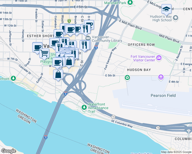 map of restaurants, bars, coffee shops, grocery stores, and more near 517 East 5th Street in Vancouver