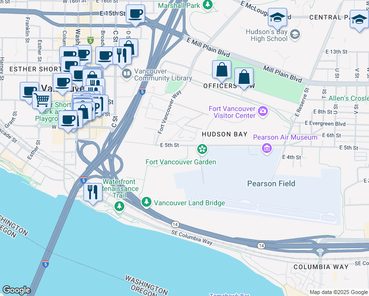 map of restaurants, bars, coffee shops, grocery stores, and more near 809 East 5th Street in Vancouver
