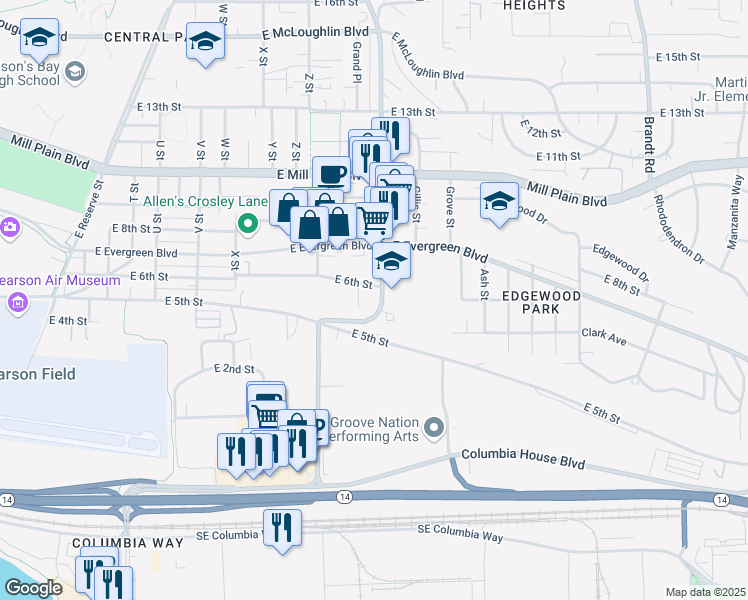 map of restaurants, bars, coffee shops, grocery stores, and more near 2831 East 6th Street in Vancouver