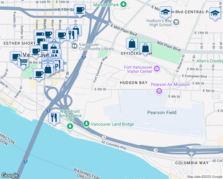 map of restaurants, bars, coffee shops, grocery stores, and more near 842 East 5th Street in Vancouver