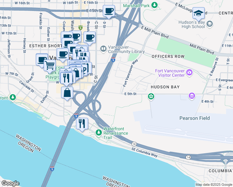 map of restaurants, bars, coffee shops, grocery stores, and more near 610 East 5th Street in Vancouver