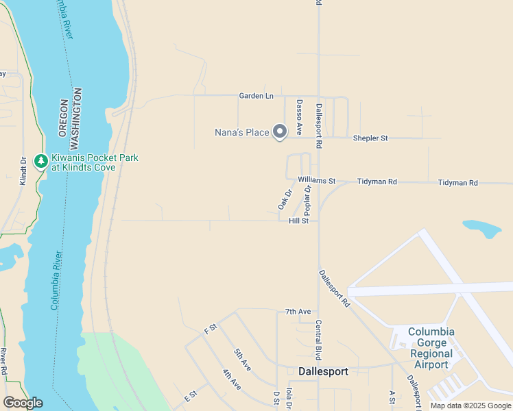 map of restaurants, bars, coffee shops, grocery stores, and more near 301 Hill Street in Dallesport