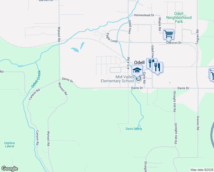 map of restaurants, bars, coffee shops, grocery stores, and more near 3470 A G A Road in Hood River