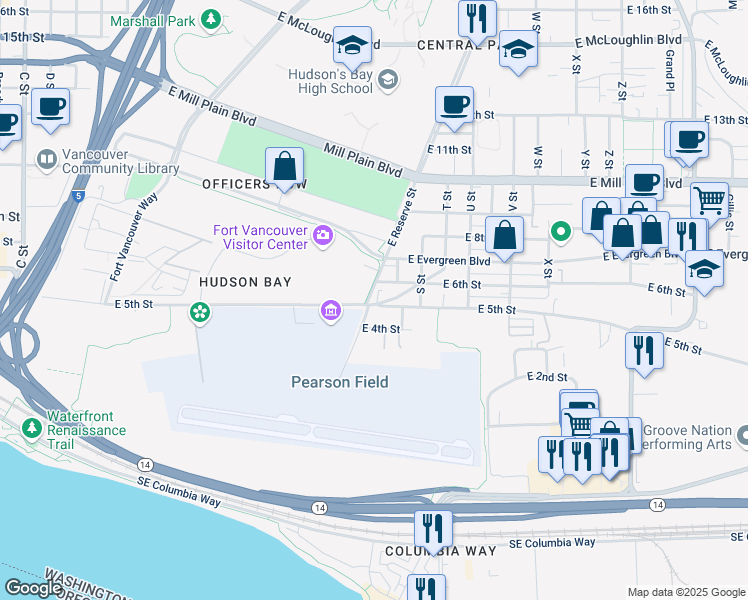 map of restaurants, bars, coffee shops, grocery stores, and more near 1601 East 4th Street in Vancouver