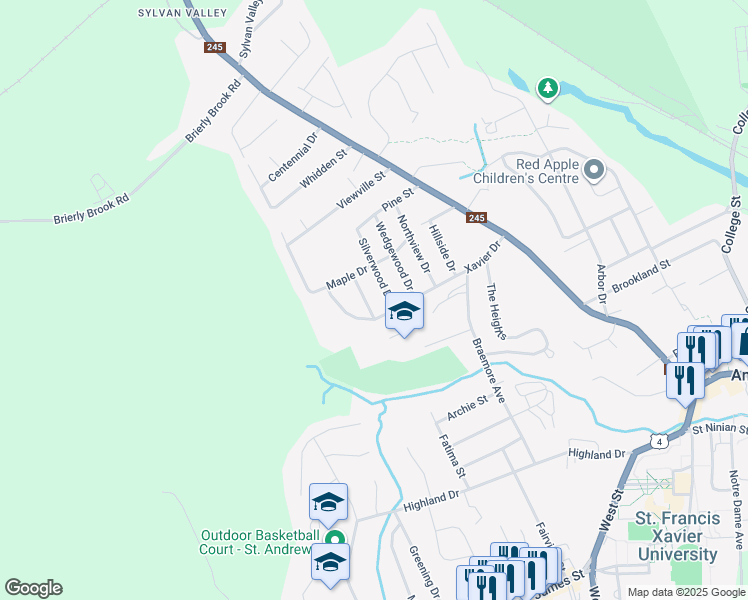 map of restaurants, bars, coffee shops, grocery stores, and more near 8 Margaree Street in Antigonish