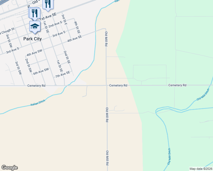 map of restaurants, bars, coffee shops, grocery stores, and more near 344 Cemetery Road in Park City