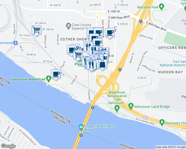 map of restaurants, bars, coffee shops, grocery stores, and more near 222 West 5th Street in Vancouver