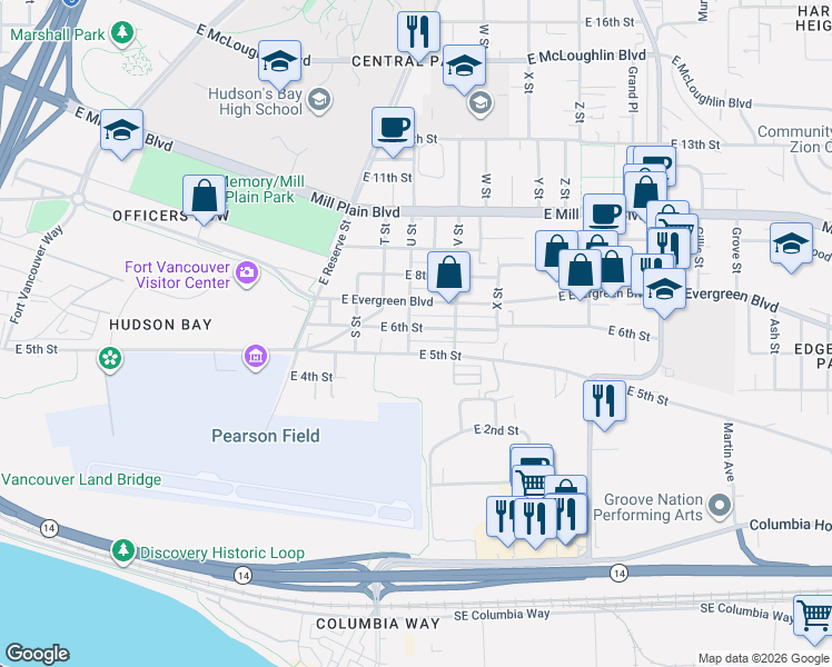 map of restaurants, bars, coffee shops, grocery stores, and more near 2022 East 6th Street in Vancouver