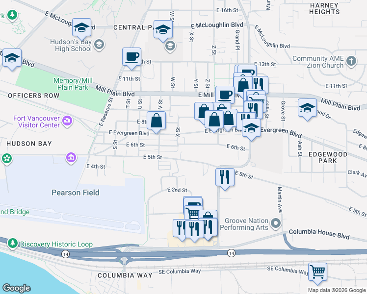 map of restaurants, bars, coffee shops, grocery stores, and more near 2405 East 6th Street in Vancouver