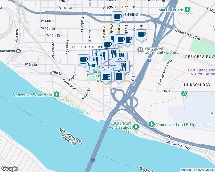 map of restaurants, bars, coffee shops, grocery stores, and more near 246 West 5th Street in Vancouver