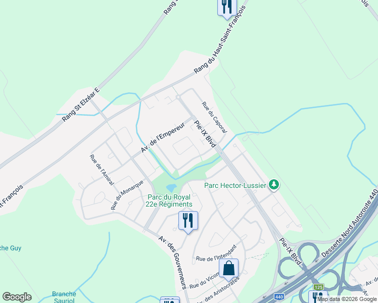 map of restaurants, bars, coffee shops, grocery stores, and more near 3958 Rue du Magistrat in Laval