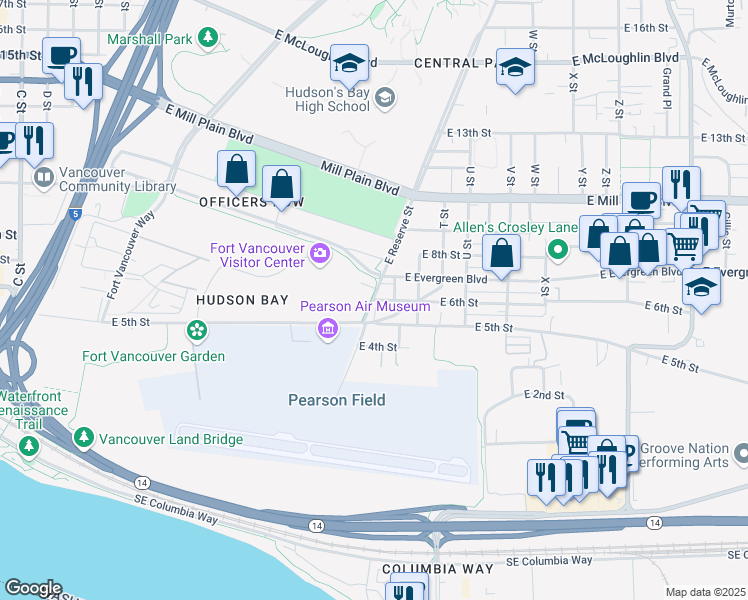 map of restaurants, bars, coffee shops, grocery stores, and more near 839 East 6th Street in Vancouver