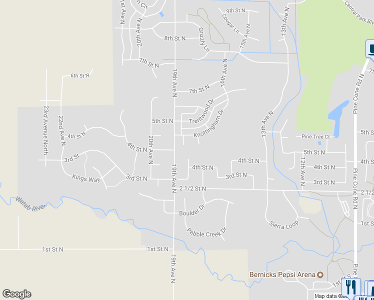 map of restaurants, bars, coffee shops, grocery stores, and more near 404 Dukes Court in Sartell