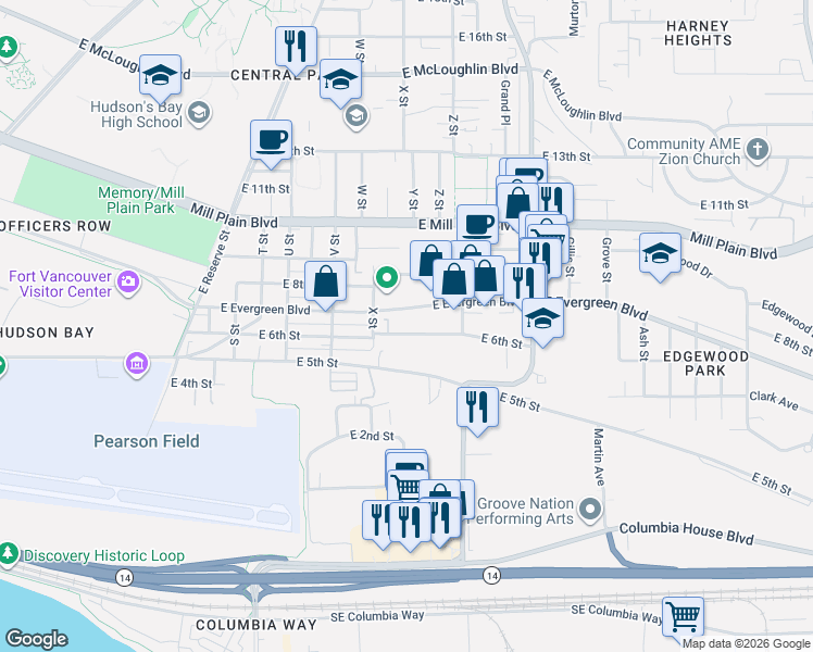 map of restaurants, bars, coffee shops, grocery stores, and more near 2412 East 6th Street in Vancouver