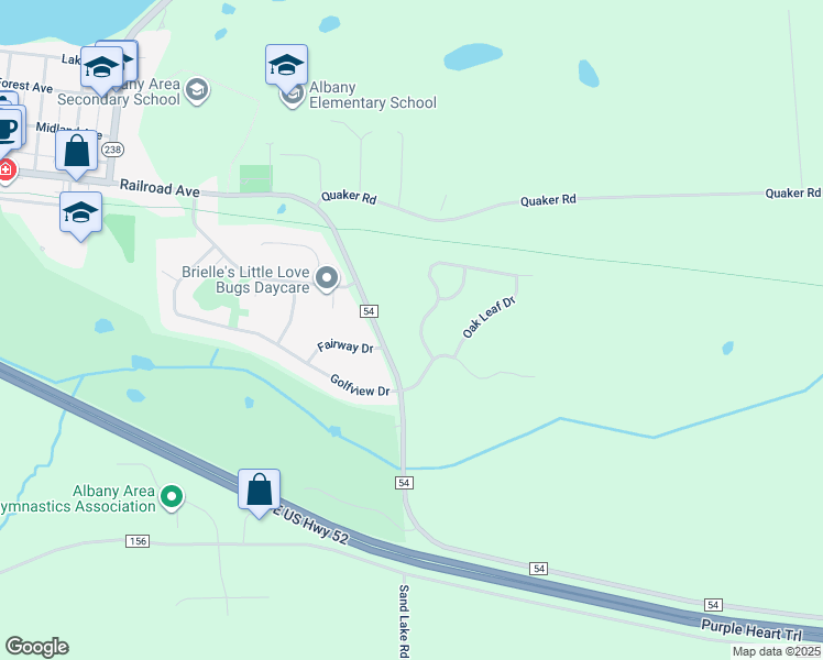 map of restaurants, bars, coffee shops, grocery stores, and more near 107 Whispering Oaks Drive in Albany