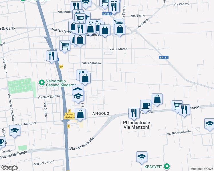 map of restaurants, bars, coffee shops, grocery stores, and more near 6 Via Marmolada in Cesano Maderno