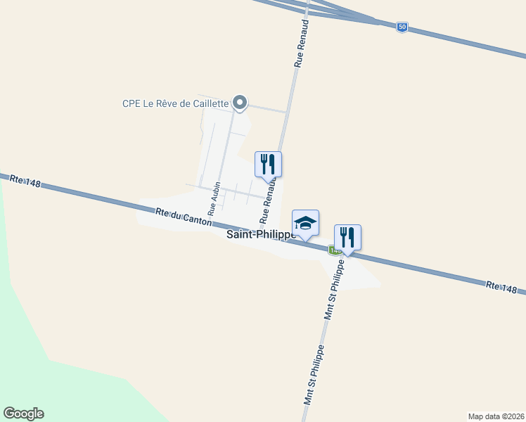 map of restaurants, bars, coffee shops, grocery stores, and more near 15 Rue Renaud in Brownsburg