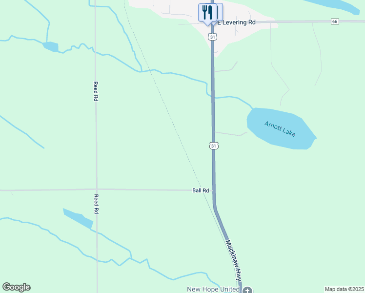 map of restaurants, bars, coffee shops, grocery stores, and more near Petoskey to Mackinaw Trail in Emmet County