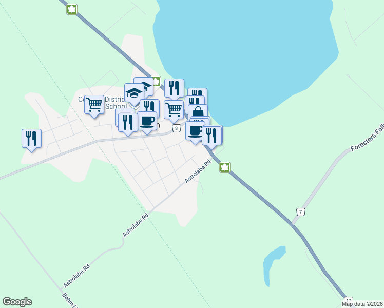 map of restaurants, bars, coffee shops, grocery stores, and more near 6 Meadow Street in Cobden