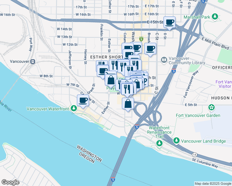 map of restaurants, bars, coffee shops, grocery stores, and more near 415 West 6th Street in Vancouver