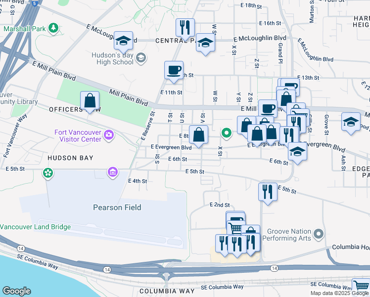 map of restaurants, bars, coffee shops, grocery stores, and more near 2022 East 6th Street in Vancouver