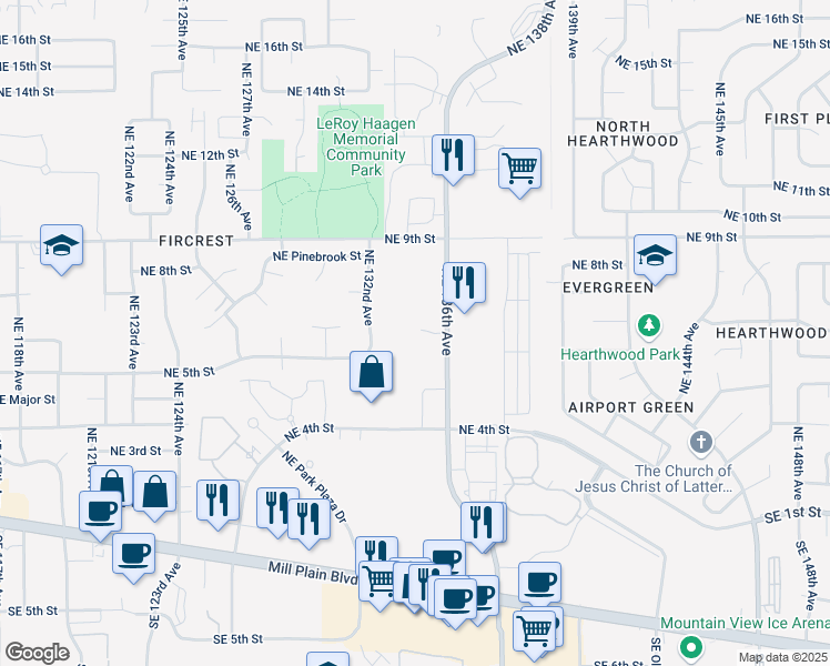 map of restaurants, bars, coffee shops, grocery stores, and more near 700 Northeast 136th Avenue in Vancouver