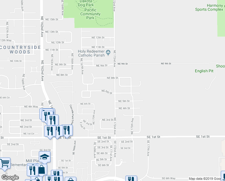 map of restaurants, bars, coffee shops, grocery stores, and more near 603 Northeast 171st Avenue in Vancouver