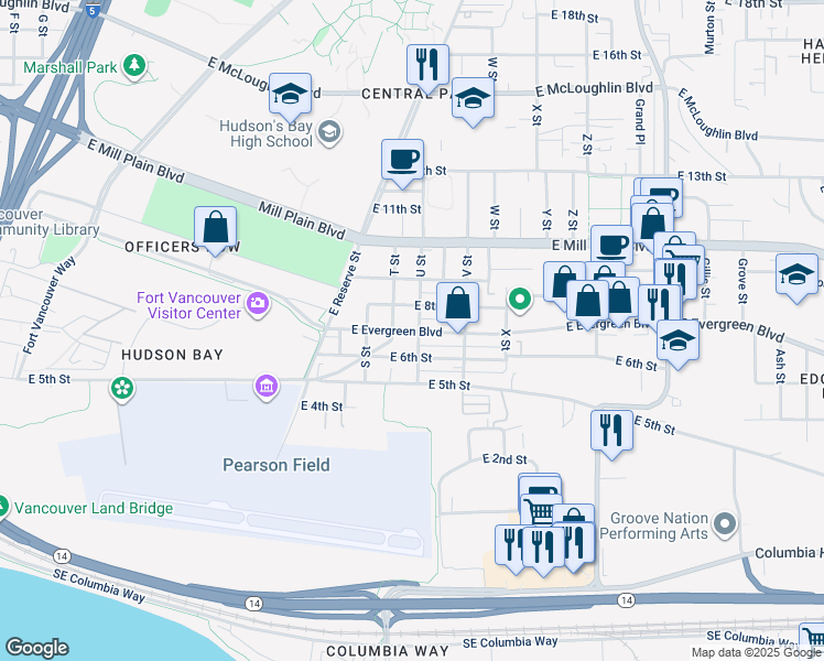 map of restaurants, bars, coffee shops, grocery stores, and more near 2022 East 6th Street in Vancouver