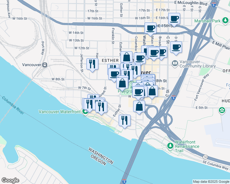 map of restaurants, bars, coffee shops, grocery stores, and more near in Vancouver