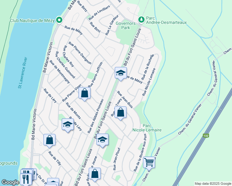 map of restaurants, bars, coffee shops, grocery stores, and more near 888 Boulevard du Fort Saint Louis in Boucherville
